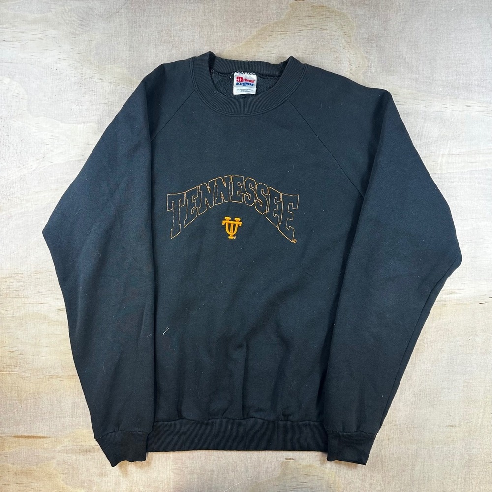 Vintage Hanes Activewear Tennessee Sweatshirt Black Mens Large Made in USA 90s‎